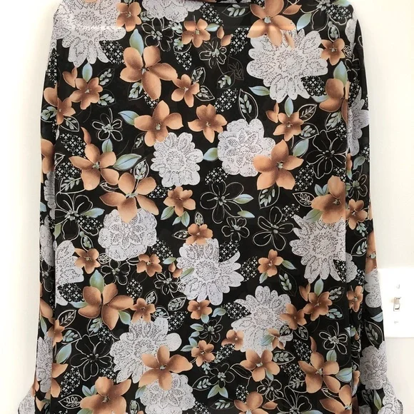 Sag Harbor Floral Button Down Blouse with Ruffle Sleeve, Size 16 - Picture 3 of 10